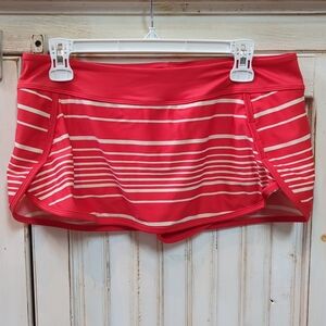 Athleta, Encinitas Kata Red and white striped swim skort.  Medium